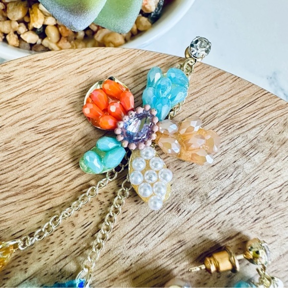 2/$30🌵 Colorful Beaded Floral Earrings Dangle Flower Faux Pearl Jewelry Gift - Picture 6 of 7